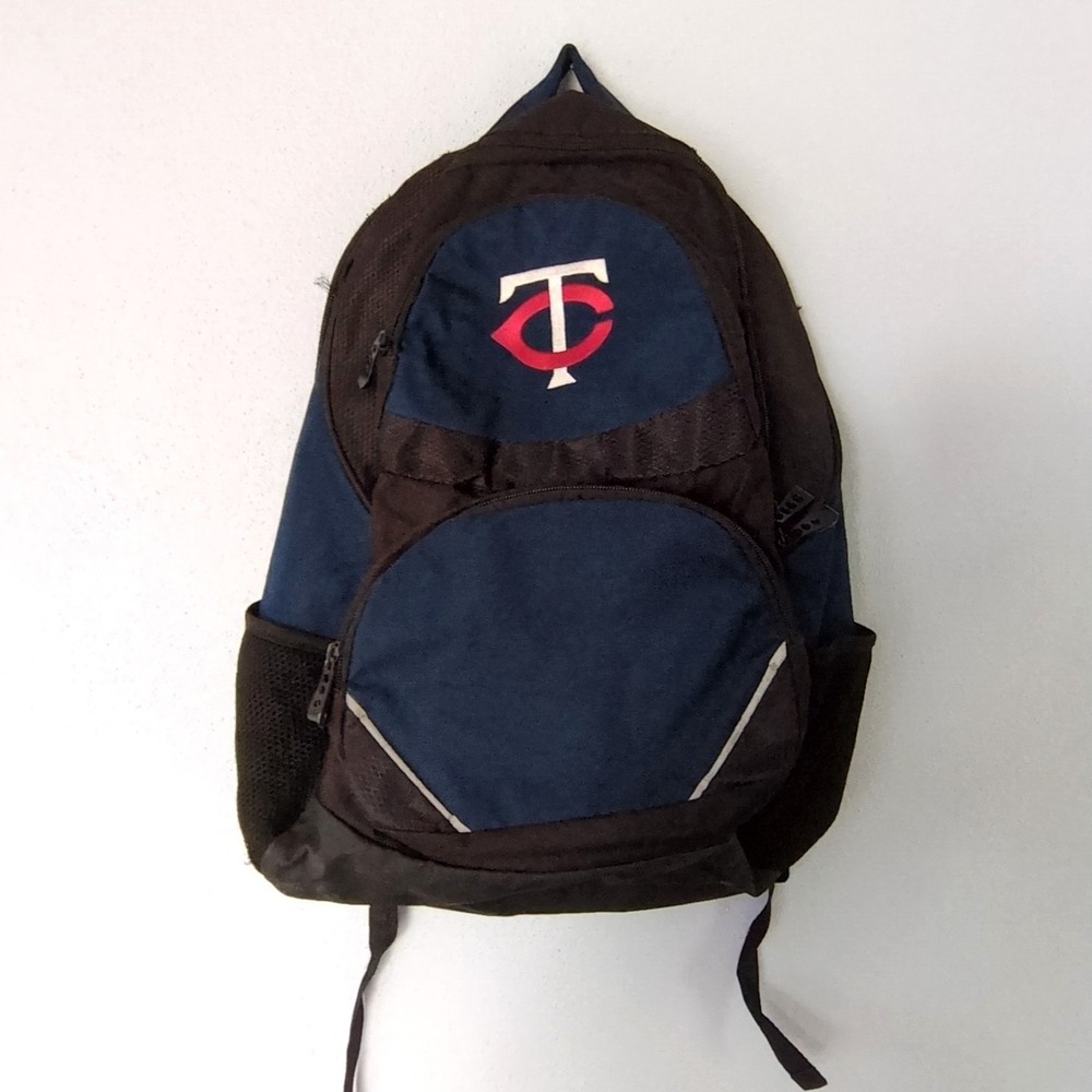Minnesota Twins Backpack Mens XL Blue Zip Up MLB Baseball Pockets Genuine Logo